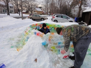 After one failed arch attempt, we used snow to help get it right.