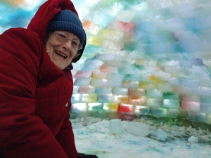 My Grandma inside the igloo!